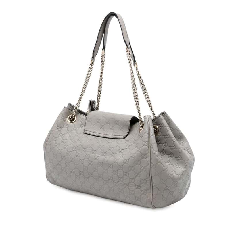 Gucci Large Guccissima Emily Chain Shoulder Bag Grey Leather Good condition - Back View
