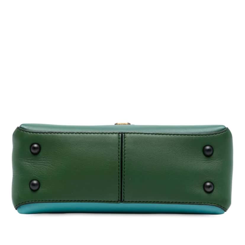 Bottega Veneta Mini Bicolor Nappa Piazza Top Handle Satchel Green Leather Good condition - Inside View