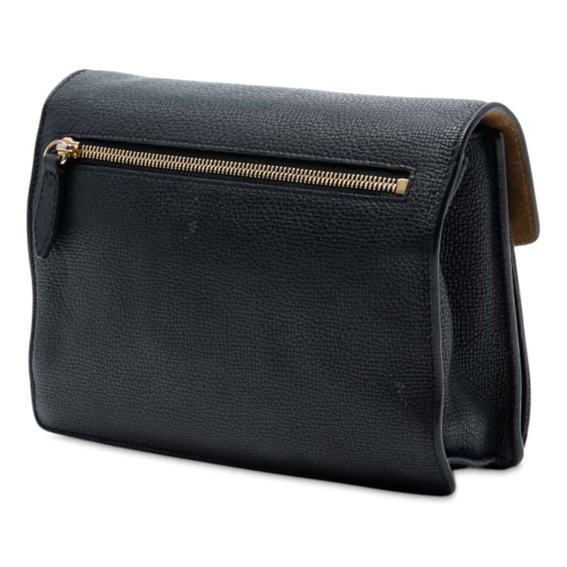 Burberry Small Leather and House Check Canvas Derby Macken Crossbody Black Leather Good condition - Back View