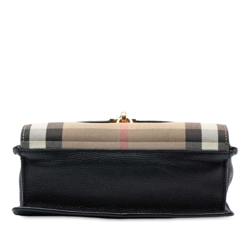 Burberry Small Leather and House Check Canvas Derby Macken Crossbody Black Leather Good condition - Inside View
