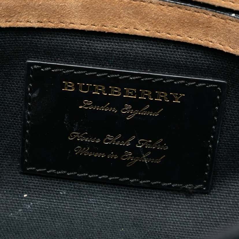 Burberry Small Leather and House Check Canvas Derby Macken Crossbody Black Leather Good condition - Box View