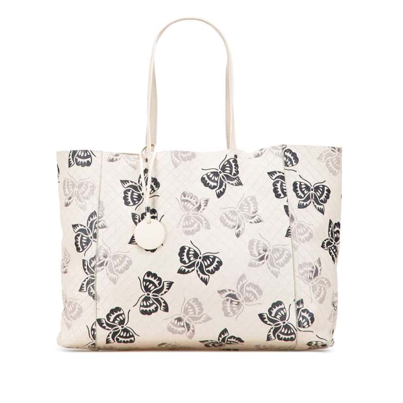 Bottega Veneta Nappa Intrecciomirage Butterfly Tote White Leather Good condition - Front View