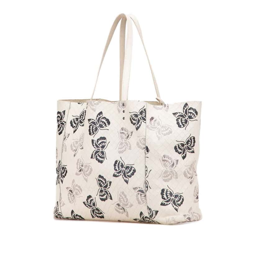 Bottega Veneta Nappa Intrecciomirage Butterfly Tote White Leather Good condition - Back View