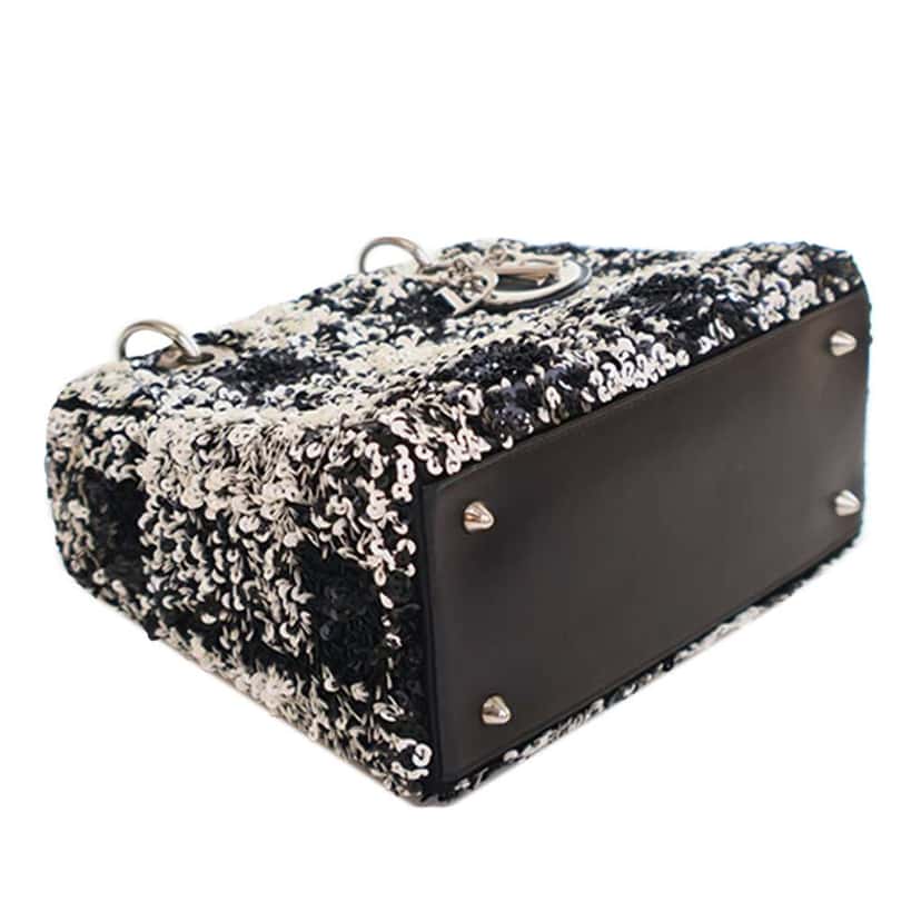Dior Medium Lambskin Sequin Embellished Lady Dior Black Leather Good condition - Box View