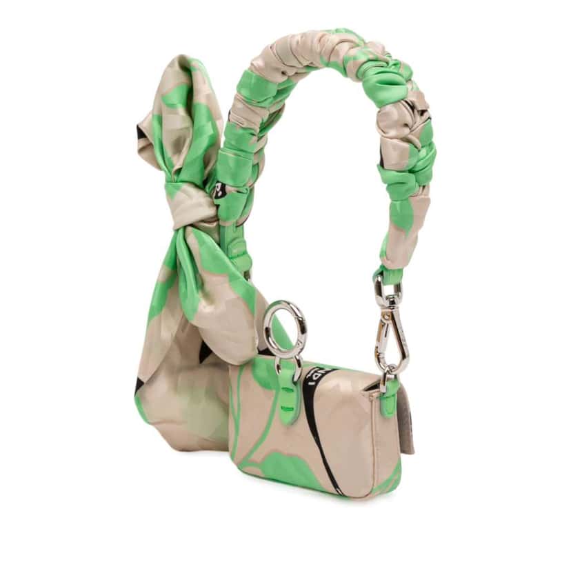 Fendi Nano Satin Charm Baguette Brown Satin Good condition - Back View