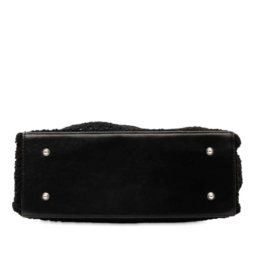 Chanel CC Crochet Raffia Chain Tote Black Fair condition - Inside View