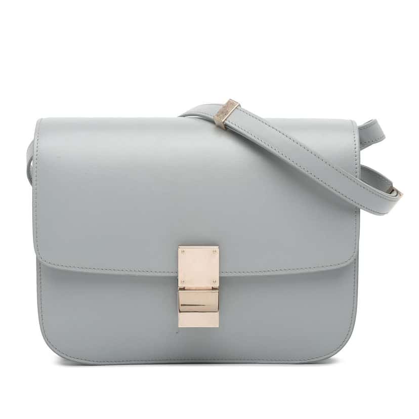 Celine Medium Liege Calfskin Classic Box Grey Leather Good condition - Front View