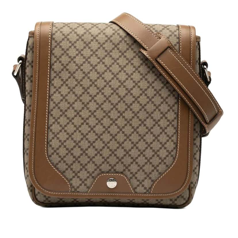 Gucci Diamante Coated Canvas Crossbody Brown Canvas Good condition - Front View