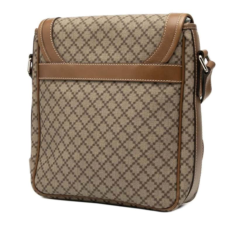 Gucci Diamante Coated Canvas Crossbody Brown Canvas Good condition - Back View