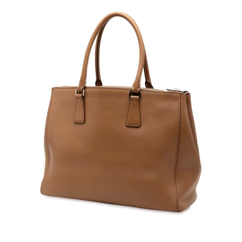 Prada Medium Soft Calf Galleria Double Zip Tote Brown Leather Good condition - Back View