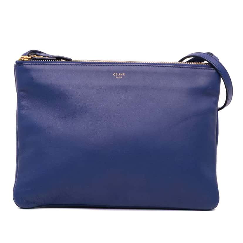 Celine Large Lambskin Trio Crossbody Blue Leather Good condition - Front View