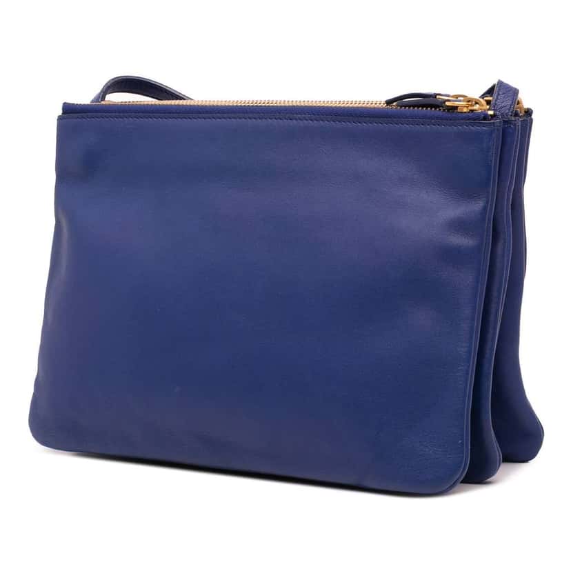 Celine Large Lambskin Trio Crossbody Blue Leather Good condition - Back View