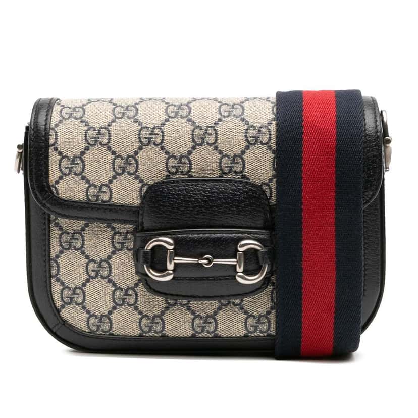 Gucci Small GG Supreme Horsebit 1955 Crossbody Brown Canvas Good condition - Front View