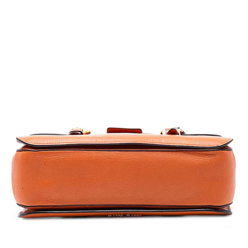 Miu Miu Goatskin Madras Flap Satchel Orange Leather Good condition - Inside View