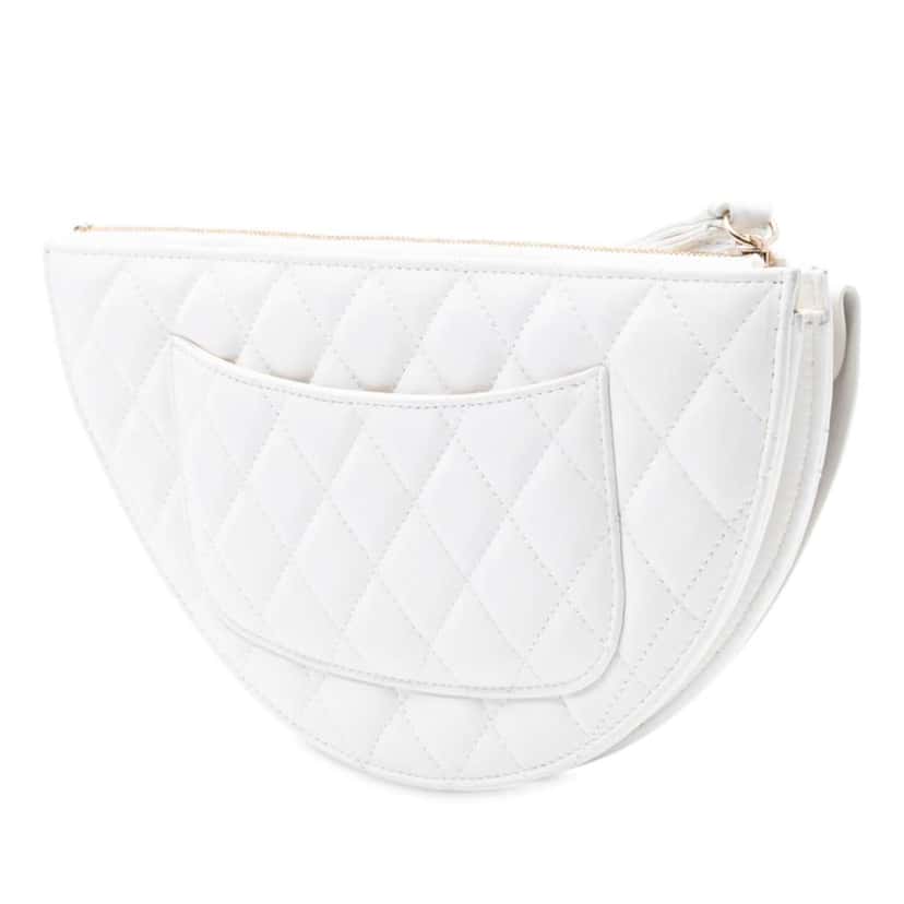 Chanel Lambskin Wave Clutch White Leather Good condition - Back View