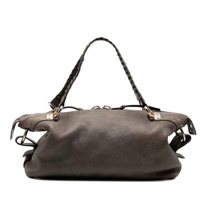 Gucci Medium Leather Bamboo Bar Tote Grey Leather Fair condition - Front View