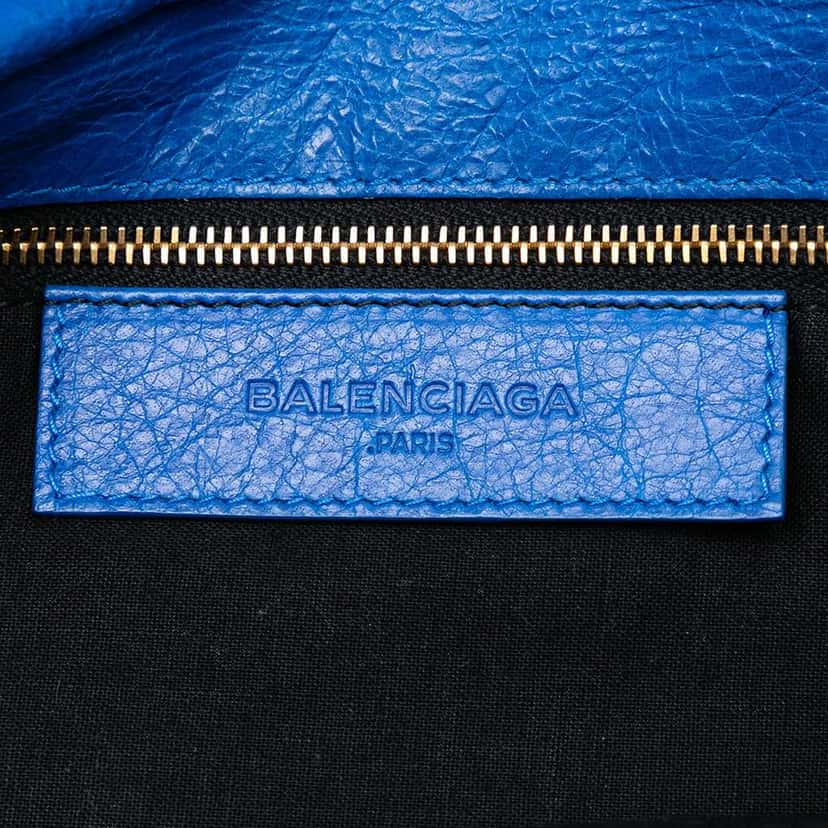 Balenciaga Lambskin Motocross Giant 12 Envelope Clutch With Strap Blue Leather Good condition - Box View