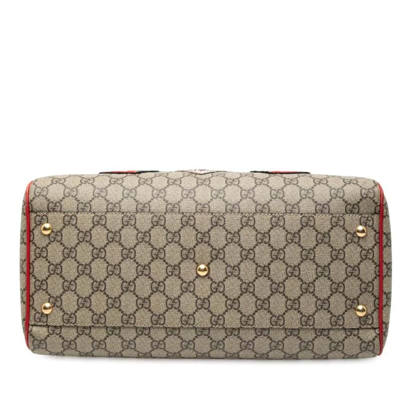 Gucci Medium GG Supreme Embroidered Satchel Brown Canvas Good condition - Inside View