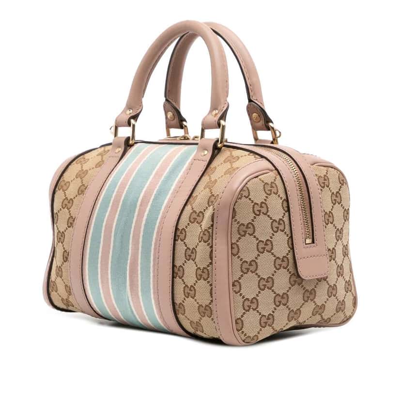 Gucci Small GG Canvas Web Joy Boston Bag Brown Canvas Good condition - Back View