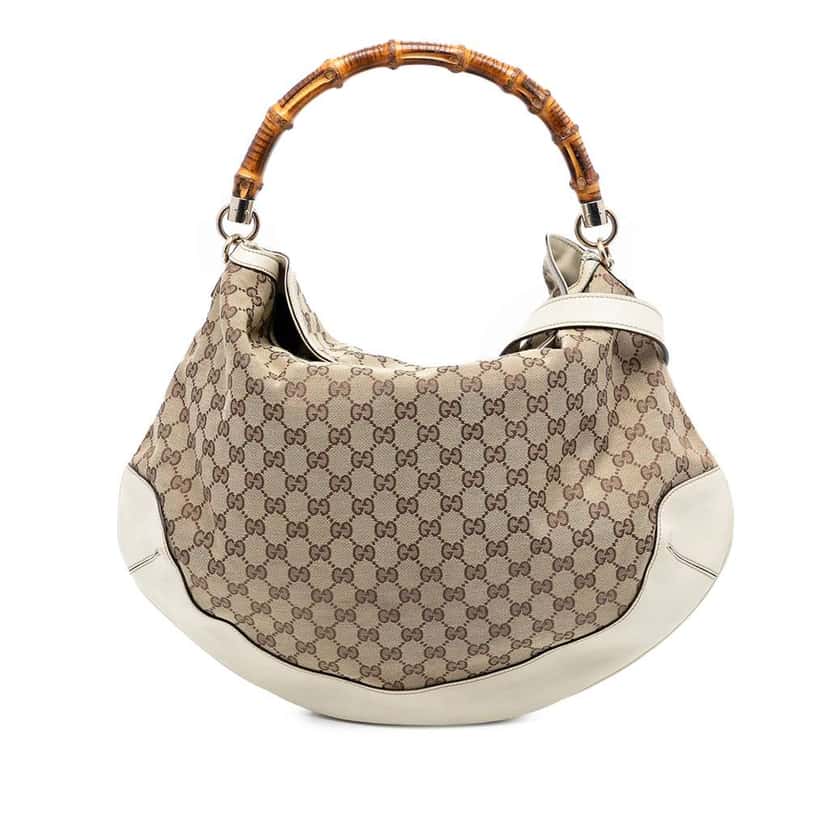 Gucci GG Canvas Peggy Bamboo Hobo Brown Canvas Good condition - Front View