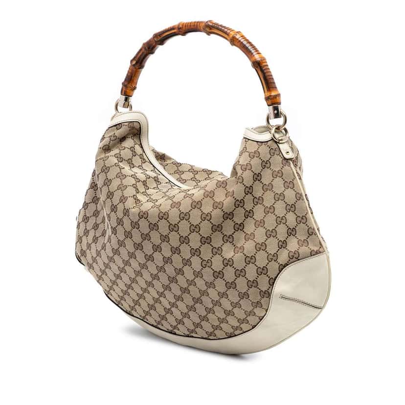 Gucci GG Canvas Peggy Bamboo Hobo Brown Canvas Good condition - Back View
