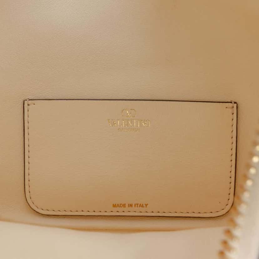 Valentino Small Grainy Calfskin VLogo Moon Hobo White Leather Good condition - Box View