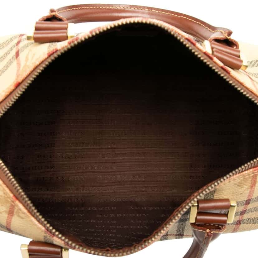 Burberry Haymarket Check Coated Canvas Boston Bag Brown Canvas Good condition - Model View