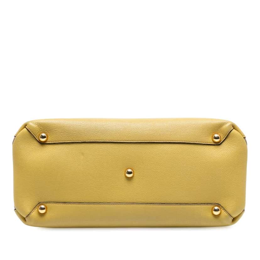 Burberry Medium Leather and House Check Banner Satchel Yellow Leather Good condition - Inside View