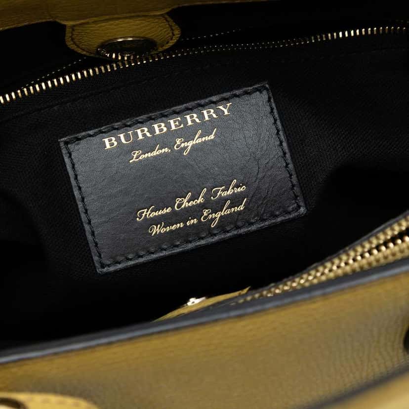 Burberry Medium Leather and House Check Banner Satchel Yellow Leather Good condition - Box View