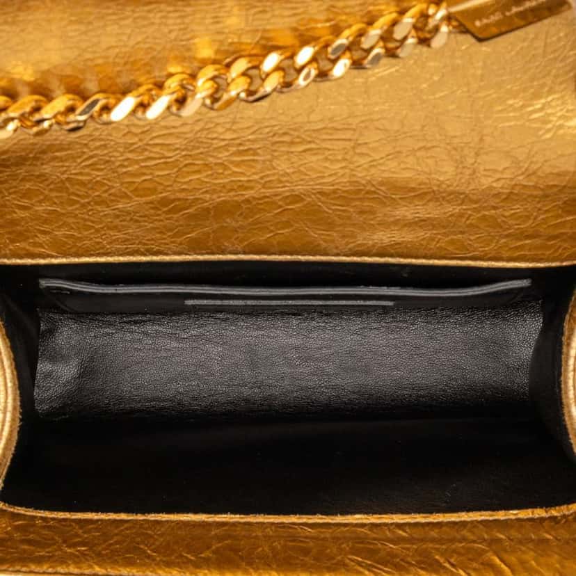 Saint Laurent Small Metallic Quilted Calfskin Monogram Kate Tassel Crossbody Gold Leather Good condition - Model View