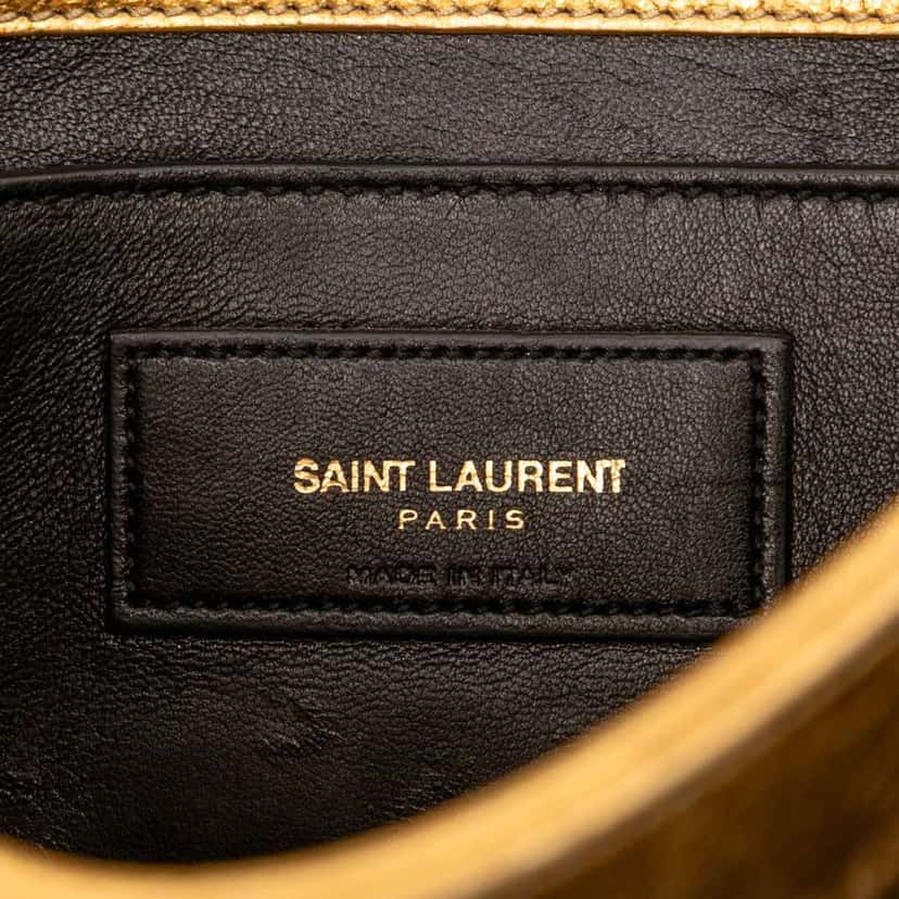 Saint Laurent Small Metallic Quilted Calfskin Monogram Kate Tassel Crossbody Gold Leather Good condition - Box View