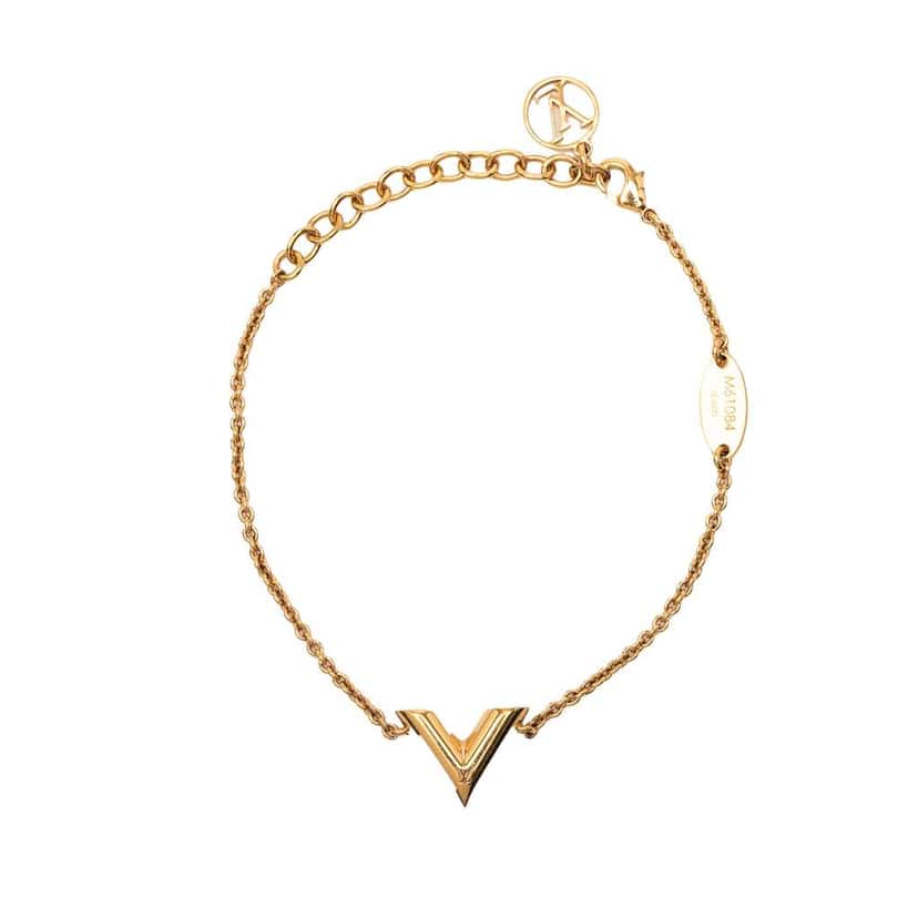 Louis Vuitton Gold Plated Essential V Bracelet Gold Metal Good condition - Front View