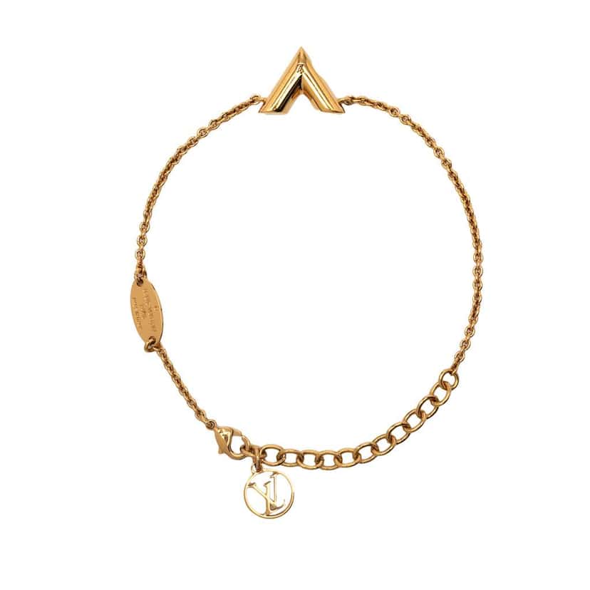 Louis Vuitton Gold Plated Essential V Bracelet Gold Metal Good condition - Inside View