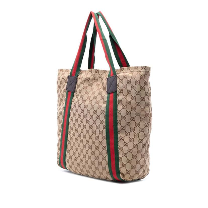 Gucci GG Canvas Web Tote Brown Canvas Good condition - Back View