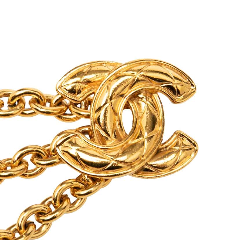 Chanel Gold Plated Quilted CC Triple Chain Belt Gold Metal Good condition - Back View