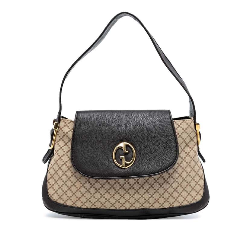Gucci Diamante Canvas 1973 Shoulder Bag Brown Canvas Good condition - Front View