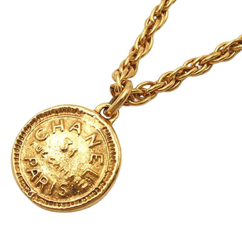 Chanel Gold Plated 31 Rue Cambon Medallion Pendant Necklace Gold Metal Good condition - Back View