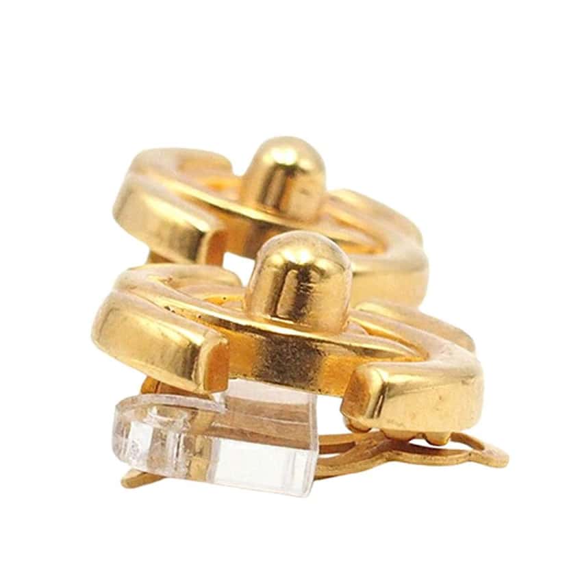 Chanel Gold Plated CC Turn Lock Clip on Earrings Gold Metal Good condition - Inside View