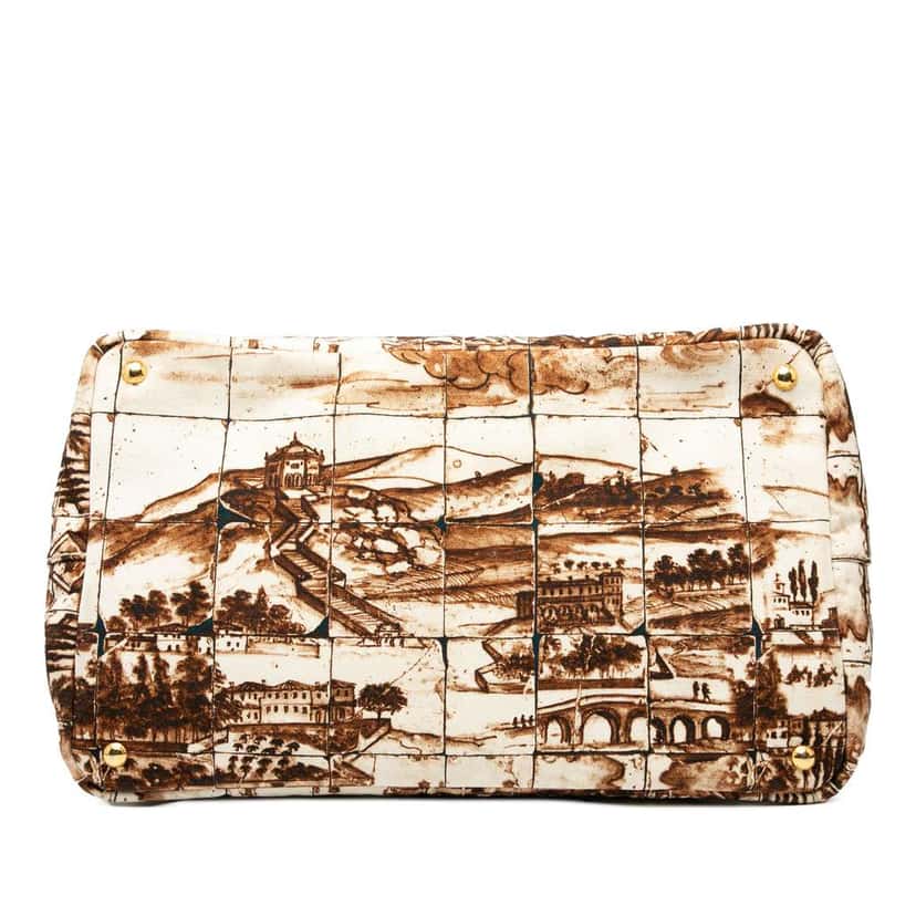 Prada Large Canvas Canapa Azulejos Satchel Brown Canvas Good condition - Inside View