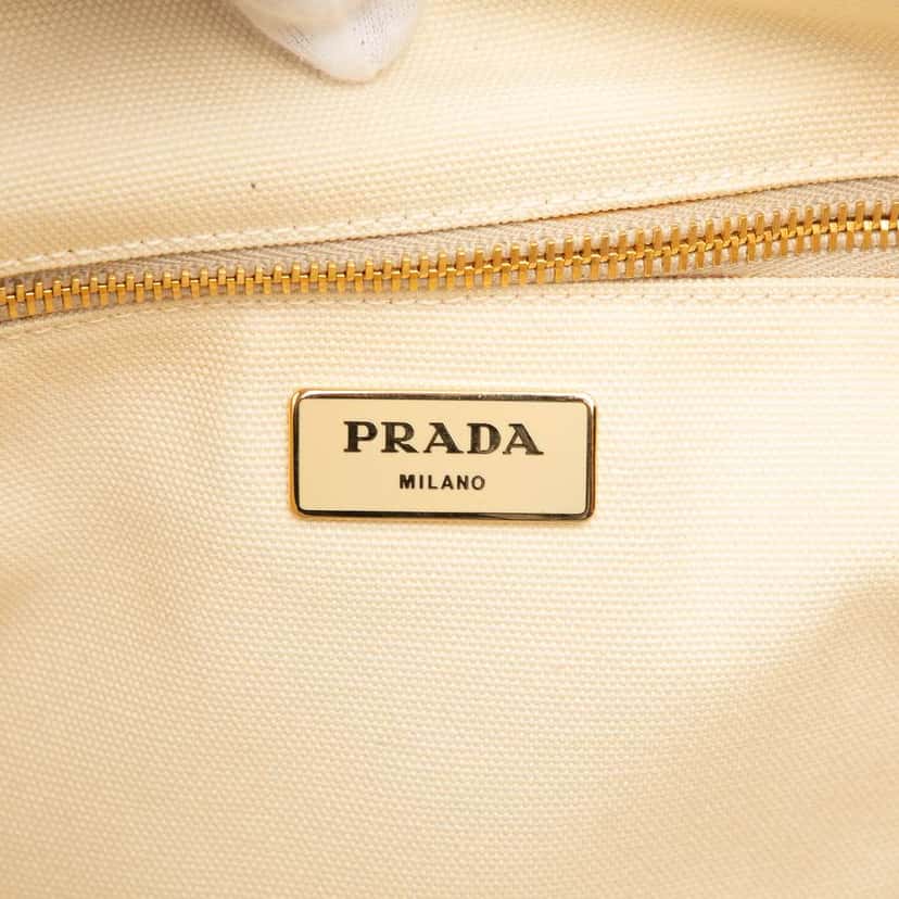 Prada Large Canvas Canapa Azulejos Satchel Brown Canvas Good condition - Box View