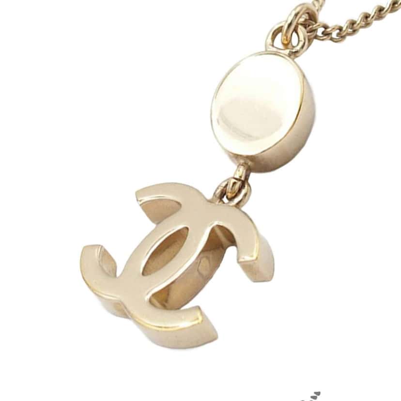 Chanel CC Gold Plated Rhinestone Pendant Necklace Gold Metal Good condition - Inside View