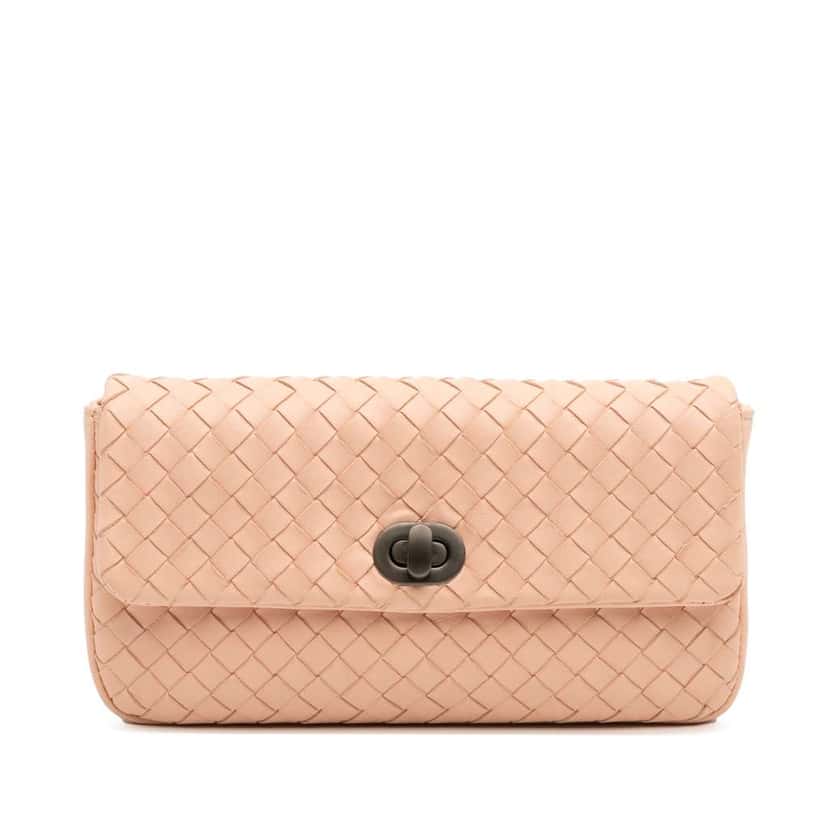 Bottega Veneta Nappa Intrecciato Clutch Brown Leather Good condition - Front View
