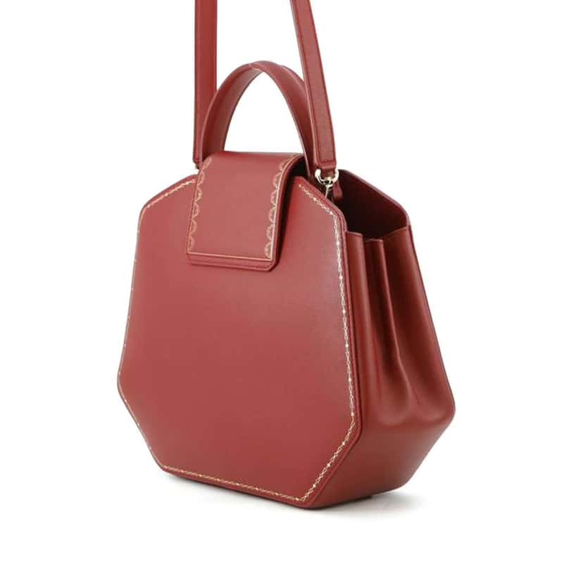 Cartier Smooth Calfskin Guirlande De Cartier Top Handle Bag Red Leather Good condition - Back View