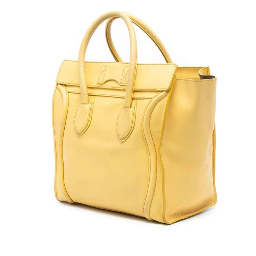 Celine Mini Leather Luggage Tote Yellow Leather Good condition - Back View