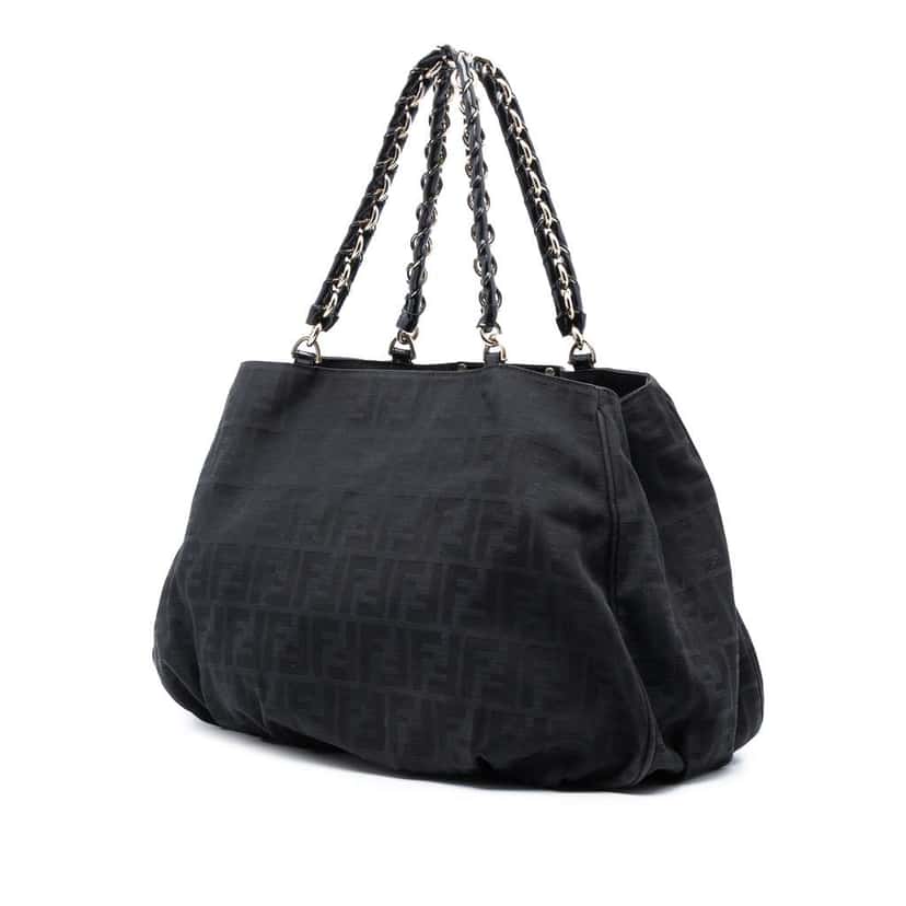 Fendi Zucca Canvas Mia Chain Tote Black Canvas Very good condition - Back View
