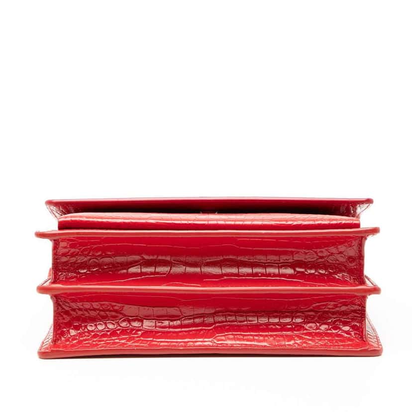 Saint Laurent Medium Croc Embossed Monogram Sunset Bag Red Leather Very good condition - Inside View