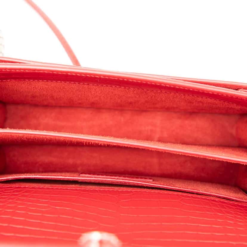 Saint Laurent Medium Croc Embossed Monogram Sunset Bag Red Leather Very good condition - Model View