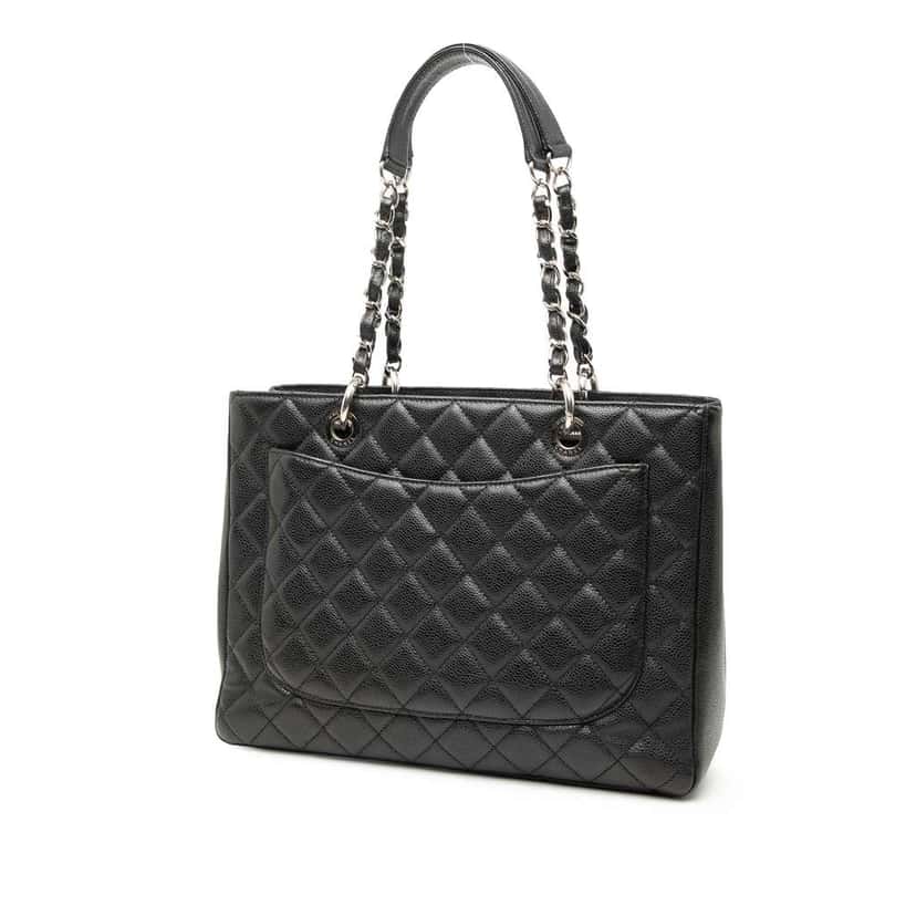Chanel Caviar Grand Shopping Tote Black Leather Good condition - Back View