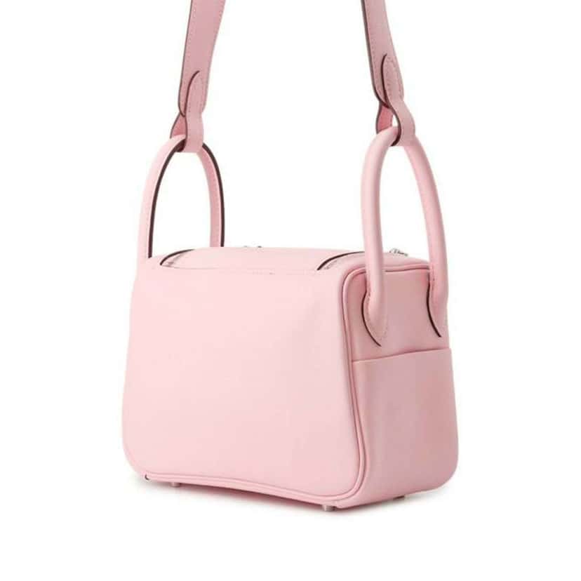 Hermès Mini Swift Lindy 20 Pink Leather Good condition - Back View