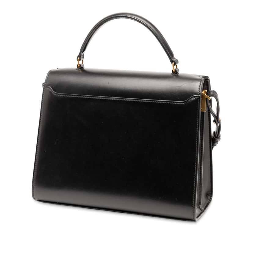 Saint Laurent Medium Calfskin and Suede Classic Monogram Cassandra Top Handle Bag Black Leather Good condition - Back View